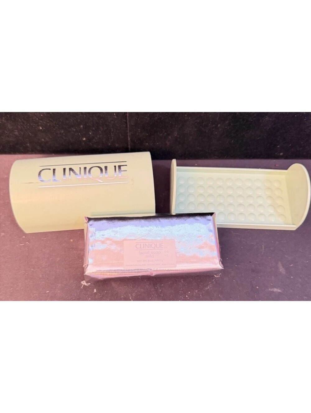 CLINIQUE Facial Soap Mild Bar 1.5 oz with Dish Discontinued Sealed - Picture 3 of 5